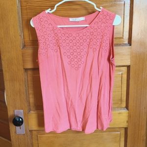 Coral eyelet tank top